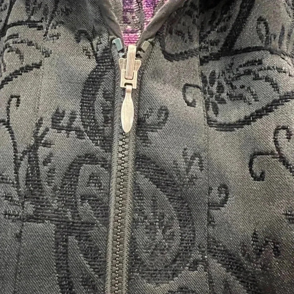 Christopher & Banks Reversible Blazer Size 10 Black Purple Print - Picture 10 of 10